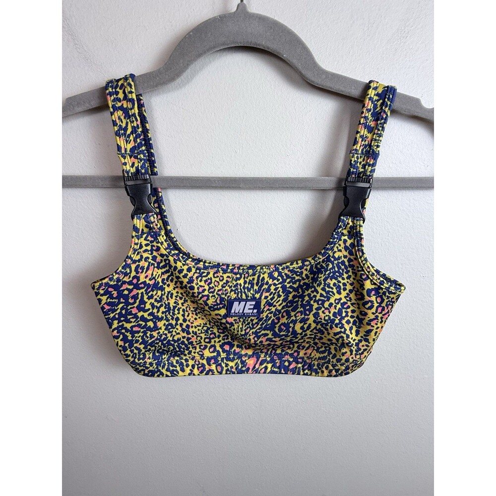 Melody Ehsani ME Multicolor leopard print sports Bra Top Size S Active Gym